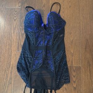 Victoria's Secret Black and Blue Lace Corset